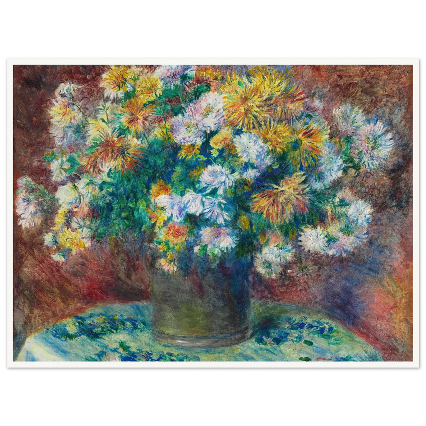 Chrysanthemums (1881) Art Print | Pierre Auguste Renoir - Framed Poster - 30x40 cm / 12x16″ - Black frame