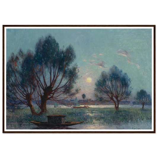 Clear Moon above the Banks of the Loire Art Print | Ferdinand du Puigaudeau - Framed Poster - 30x40 cm / 12x16″ - Black frame