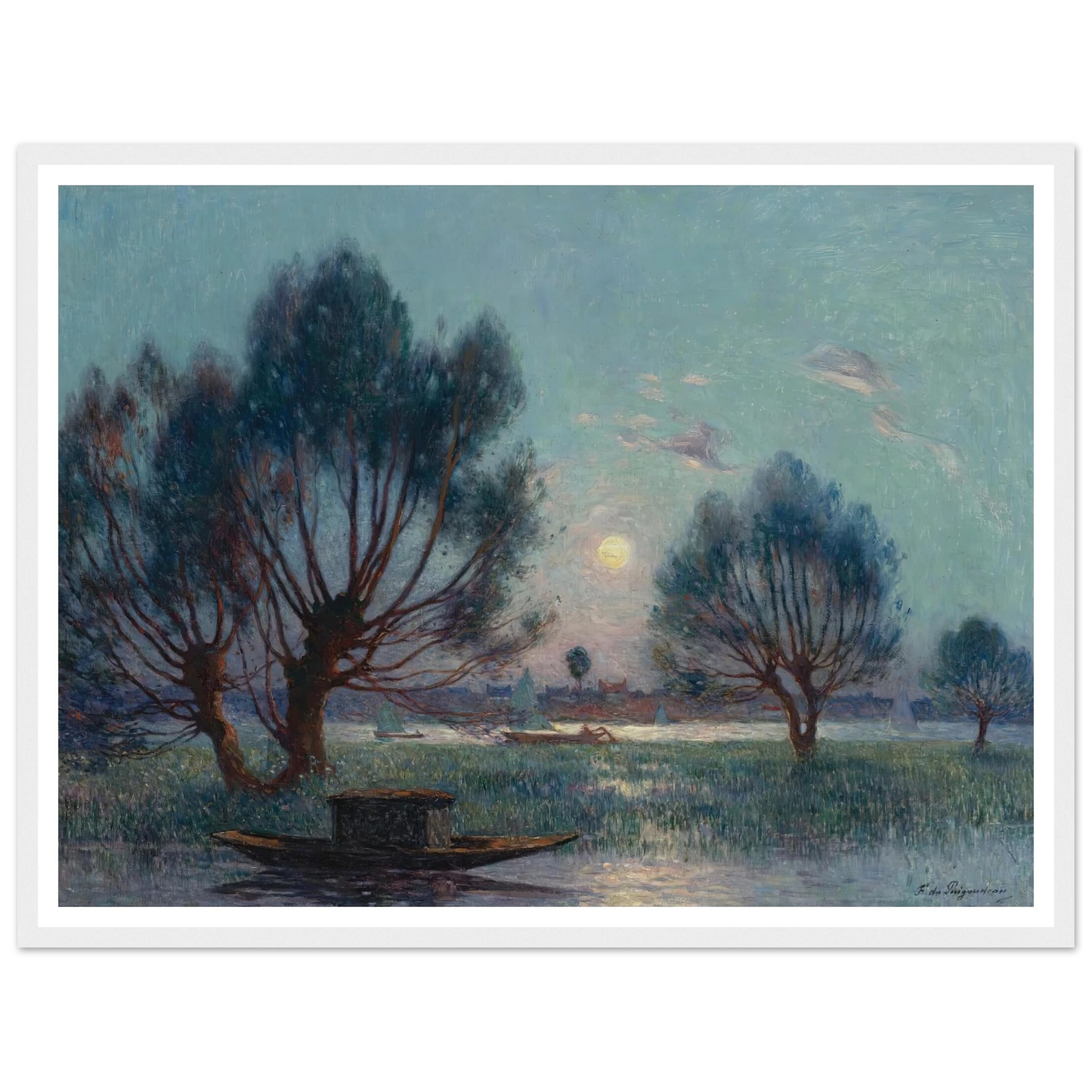 Clear Moon above the Banks of the Loire Art Print | Ferdinand du Puigaudeau - Framed Poster - 30x40 cm / 12x16″ - Black frame