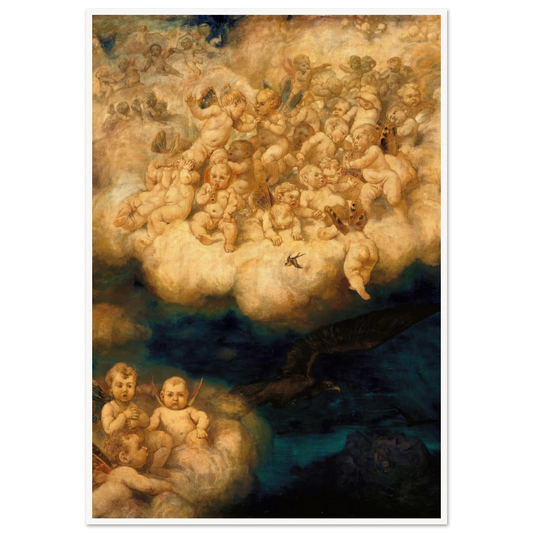 Cloud of Angels (1878) Art Print | Hans Thoma - Framed Poster - 30x40 cm / 12x16″ - Black frame