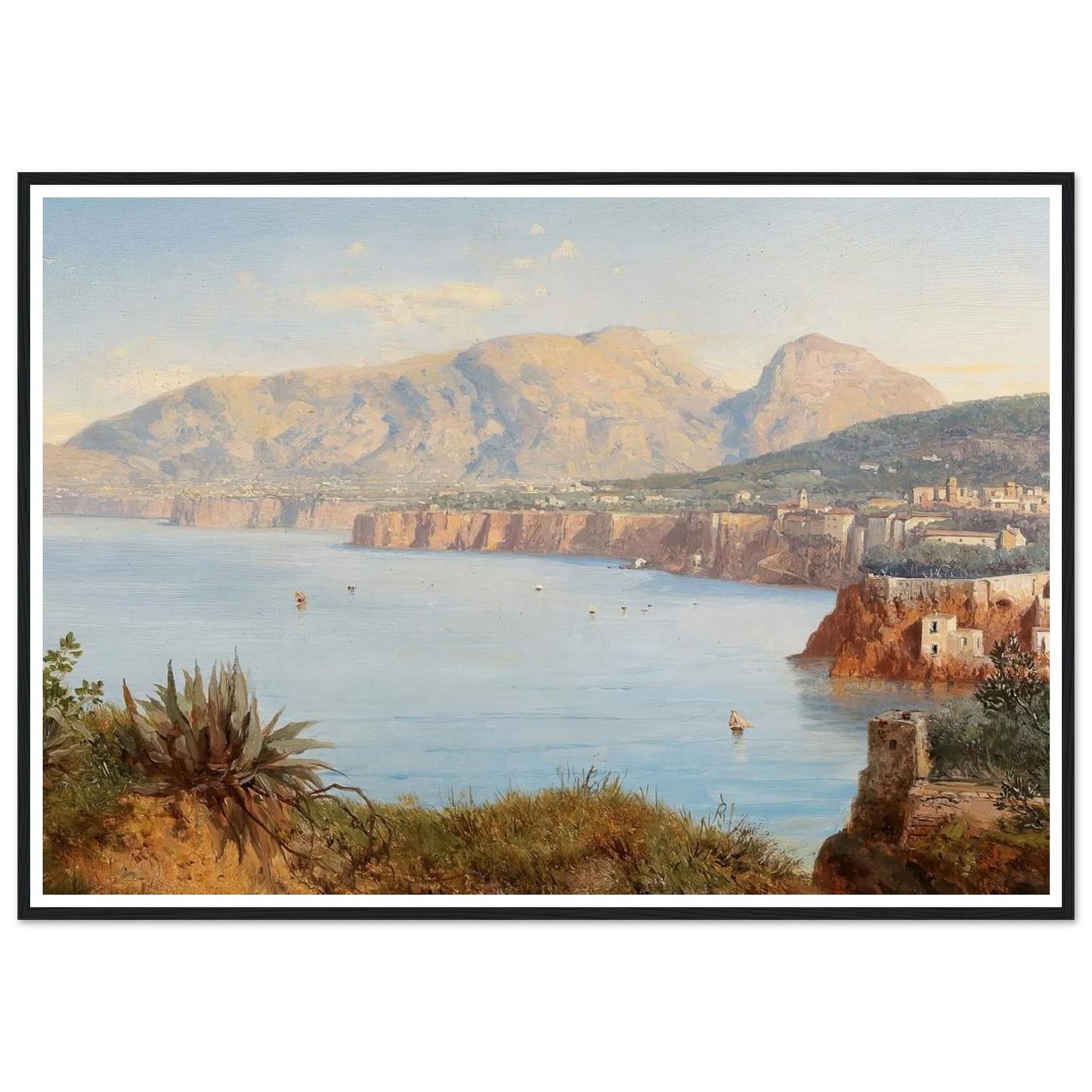 Coastal Landscape In Sorrento Near Naples Art Print | Albert Zimmermann - Framed Poster - 30x40 cm / 12x16″ - Black frame