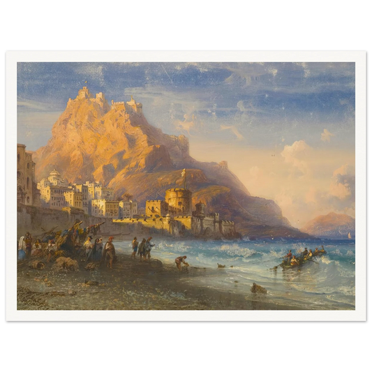 Coastal Landscape, Southern Italy Art Print | Carlo Bossoli - Framed Poster - 30x40 cm / 12x16″ - Black frame