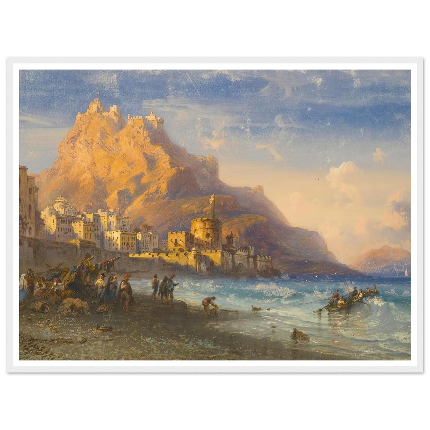 Coastal Landscape, Southern Italy Art Print | Carlo Bossoli - Framed Poster - 30x40 cm / 12x16″ - Black frame