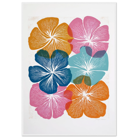Colorful Hibiscus Print - Framed Poster - 30x40 cm / 12x16″ - Black frame