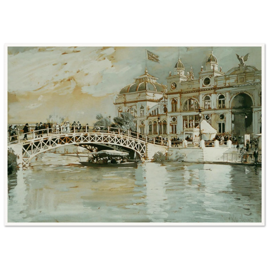 Columbian Exposition, Chicago (1892) Art Print | Childe Hassam - Framed Poster - 30x40 cm / 12x16″ - Black frame