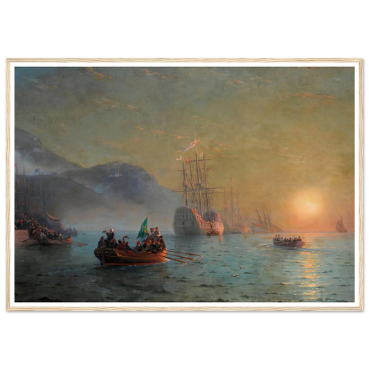 Columbus’ Farewell before Starting on his Voyage from Port Palos in Spain (1892) Art Print | Ivan Konstantinovich Aivazovsky - Framed Poster - 30x40 cm / 12x16″ - Black frame