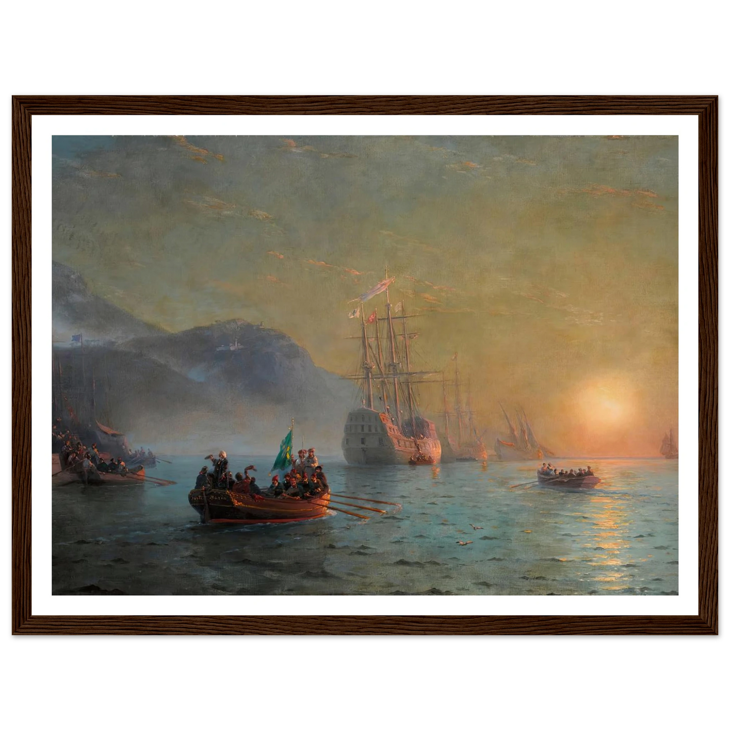 Columbus’ Farewell before Starting on his Voyage from Port Palos in Spain (1892) Art Print | Ivan Konstantinovich Aivazovsky - Framed Poster - 30x40 cm / 12x16″ - Black frame