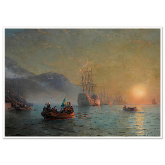 Columbus’ Farewell before Starting on his Voyage from Port Palos in Spain (1892) Art Print | Ivan Konstantinovich Aivazovsky - Framed Poster - 30x40 cm / 12x16″ - Black frame