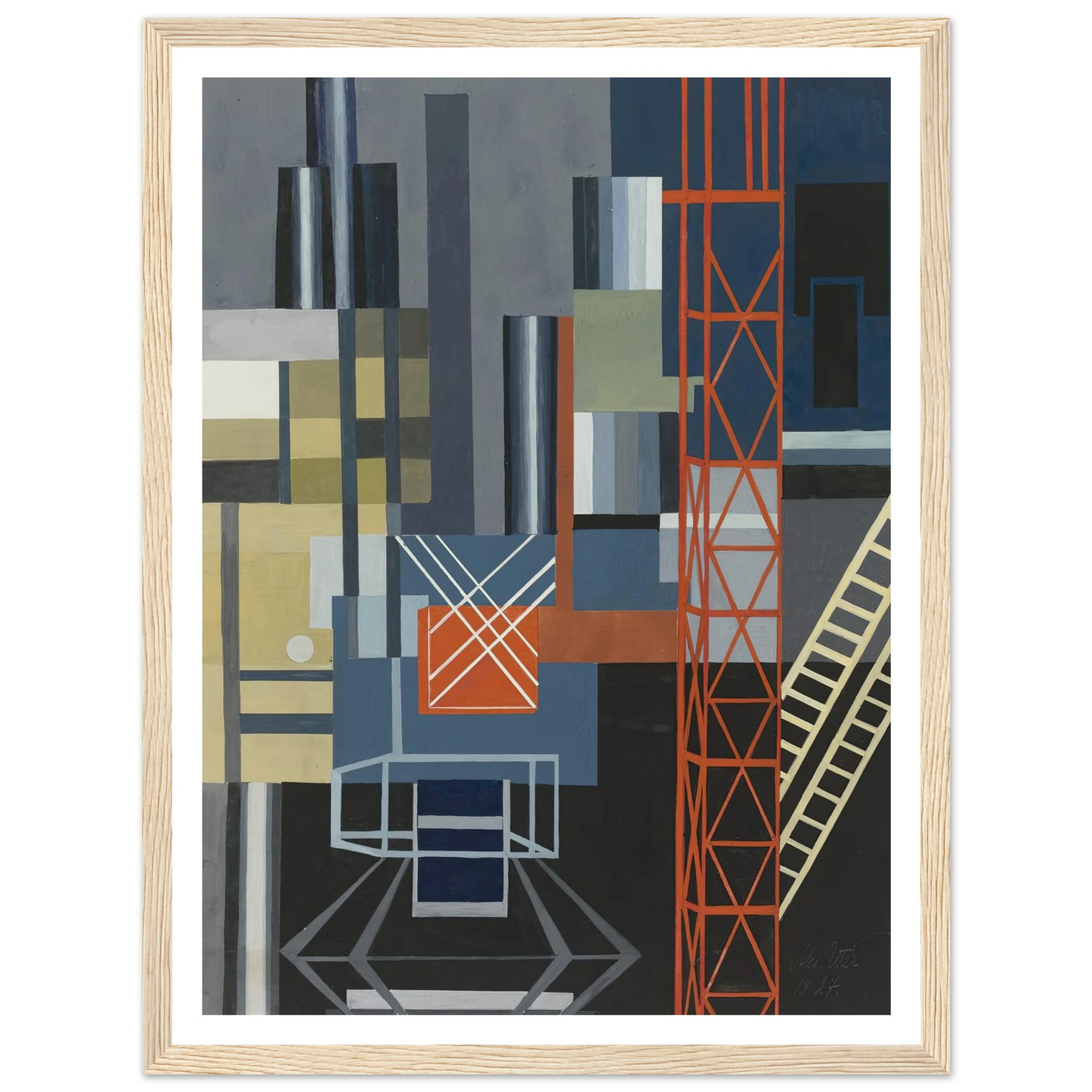 Constructivist Stage Design Art Print | Alexandra Exter - Framed Poster - 30x40 cm / 12x16″ - Black frame
