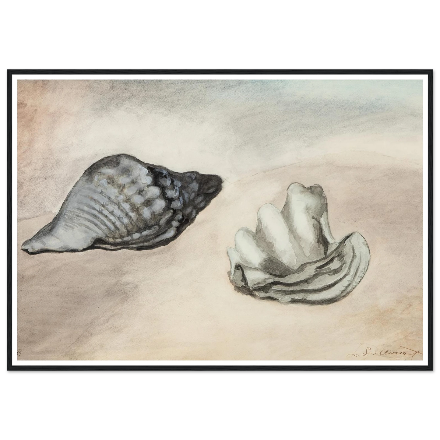 Coquillages (1933) Art Print | Leon Spilliaert - Framed Poster - 30x40 cm / 12x16″ - Black frame