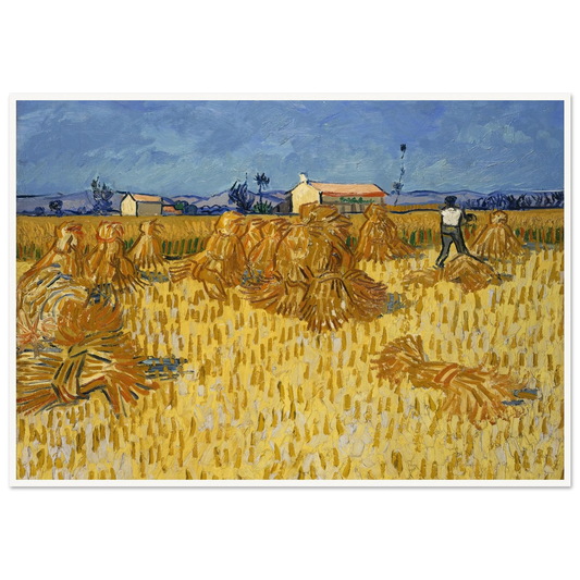 Corn Harvest in Provence Art Print | Vincent van Gogh - Framed Poster - 30x40 cm / 12x16″ - Black frame