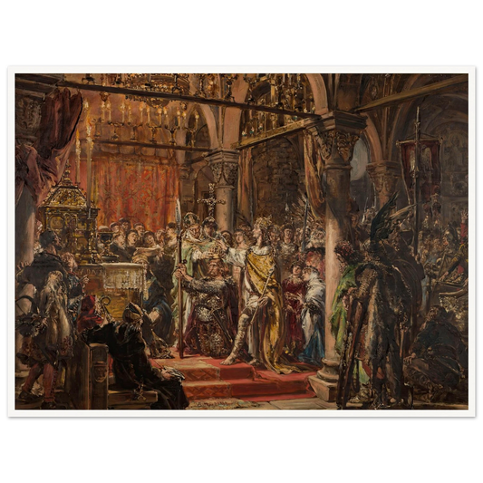 Coronation of the First King, 1001 AD, from the series “History of Civilization in Poland” (1889) Art Print | Jan Matejko - Framed Poster - 30x40 cm / 12x16″ - Black frame