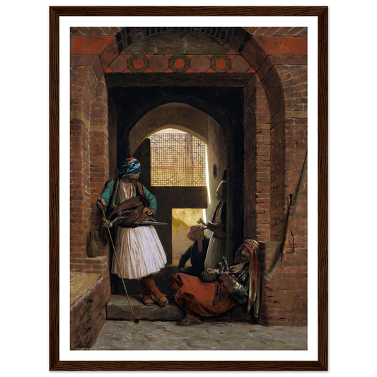 Corps de garde d’arnautes au Caire (1861.) Art Print | Jean Leon Gerome - Framed Poster - 30x40 cm / 12x16″ - Black frame