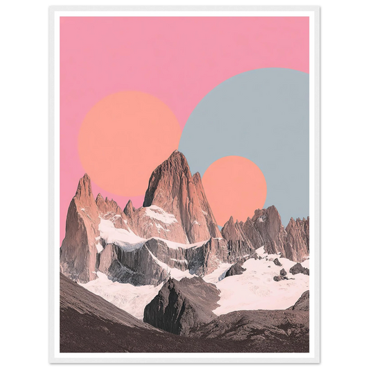 Cosmic Circles over Peaks - Framed Poster - 30x40 cm / 12x16″ - Black frame