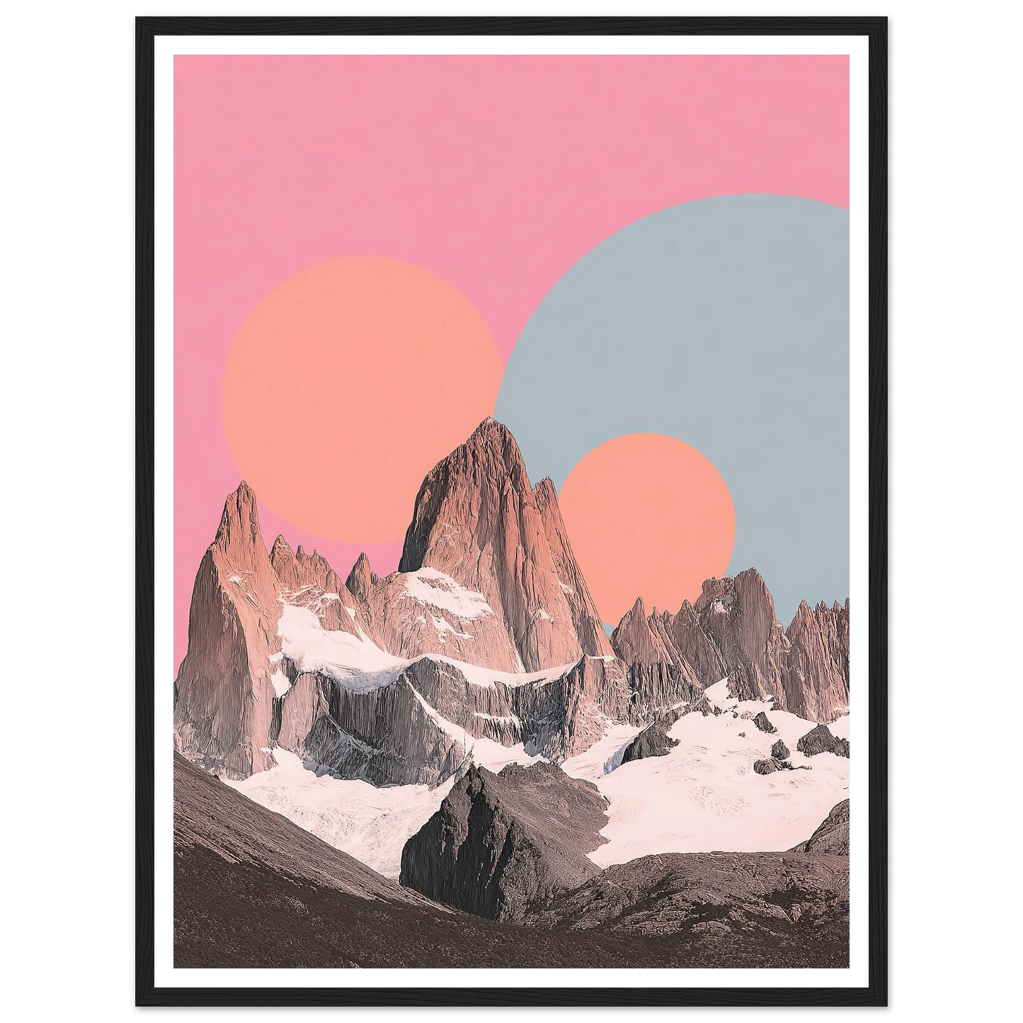 Cosmic Circles over Peaks - Framed Poster - 30x40 cm / 12x16″ - Black frame