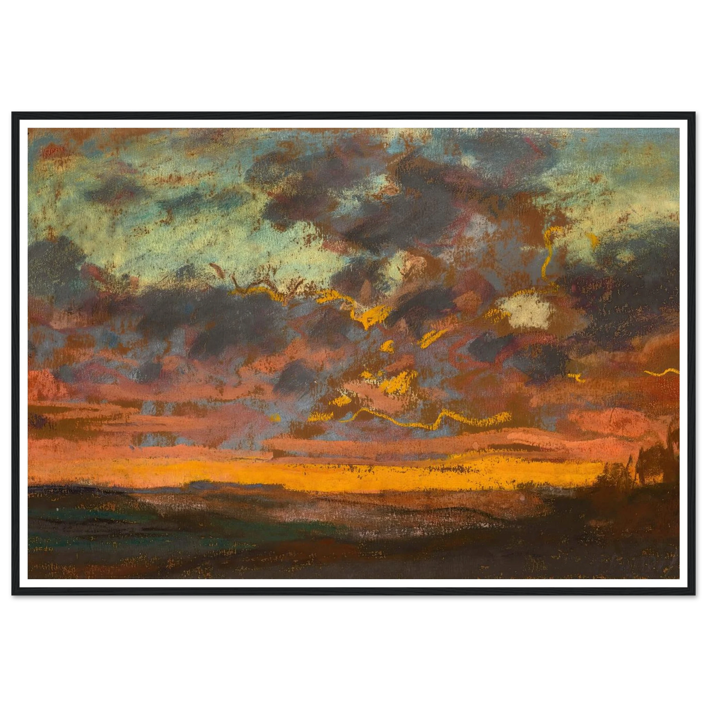 Coucher de soleil (circa 1868) Art Print | Claude Monet - Framed Poster - 30x40 cm / 12x16″ - Black frame