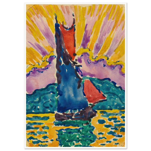 Coucher De Soleil (L’éventail) Art Print | Paul Signac - Framed Poster - 30x40 cm / 12x16″ - Black frame