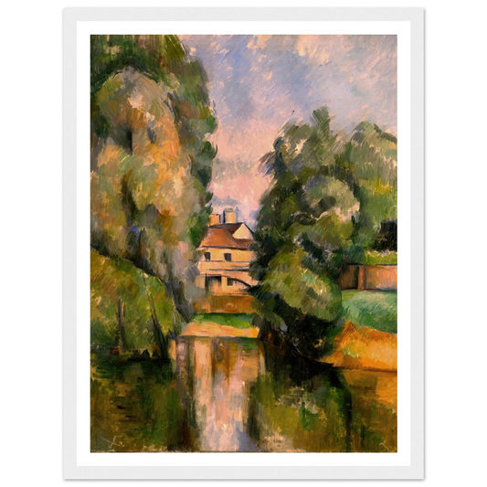 Country House by a River Art Print | Paul Cezanne - Framed Poster - 30x40 cm / 12x16″ - Black frame