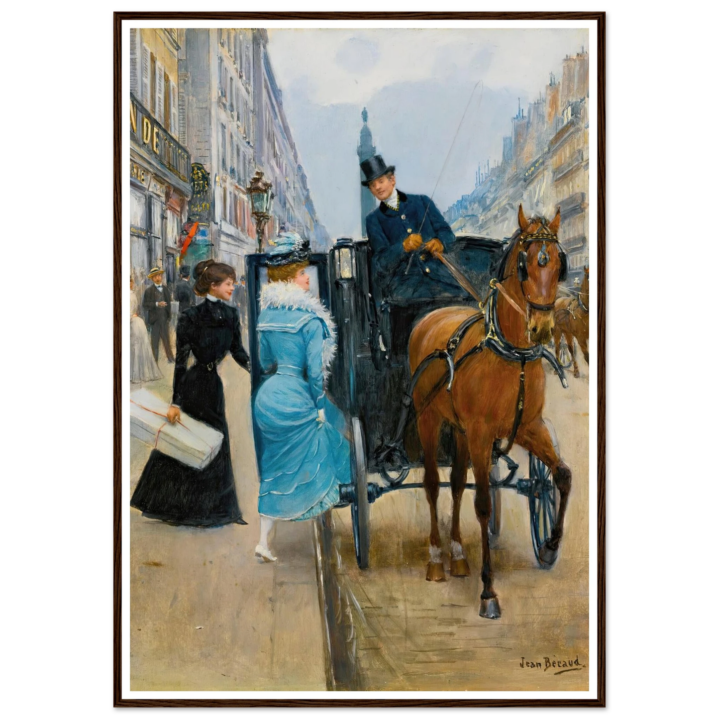 Courses Rue De La Paix Art Print | Jean Beraud - Framed Poster - 30x40 cm / 12x16″ - Black frame