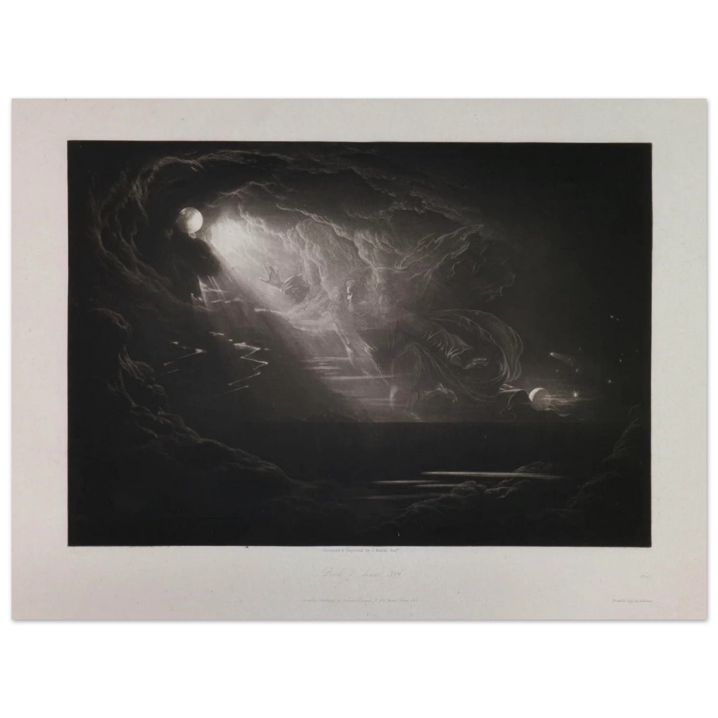 Creation of Light (Book 7, Line 339) (1824–1827) Art Print | John Martin - Framed Poster - 30x40 cm / 12x16″ - Black frame