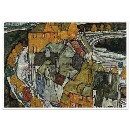 Crescent of Houses II (1915) Art Print | Egon Schiele - Framed Poster - 30x40 cm / 12x16″ - Black frame