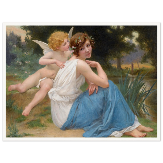 Cupid and Psyche Art Print | Guillaume Seignac - Framed Poster - 30x40 cm / 12x16″ - Black frame