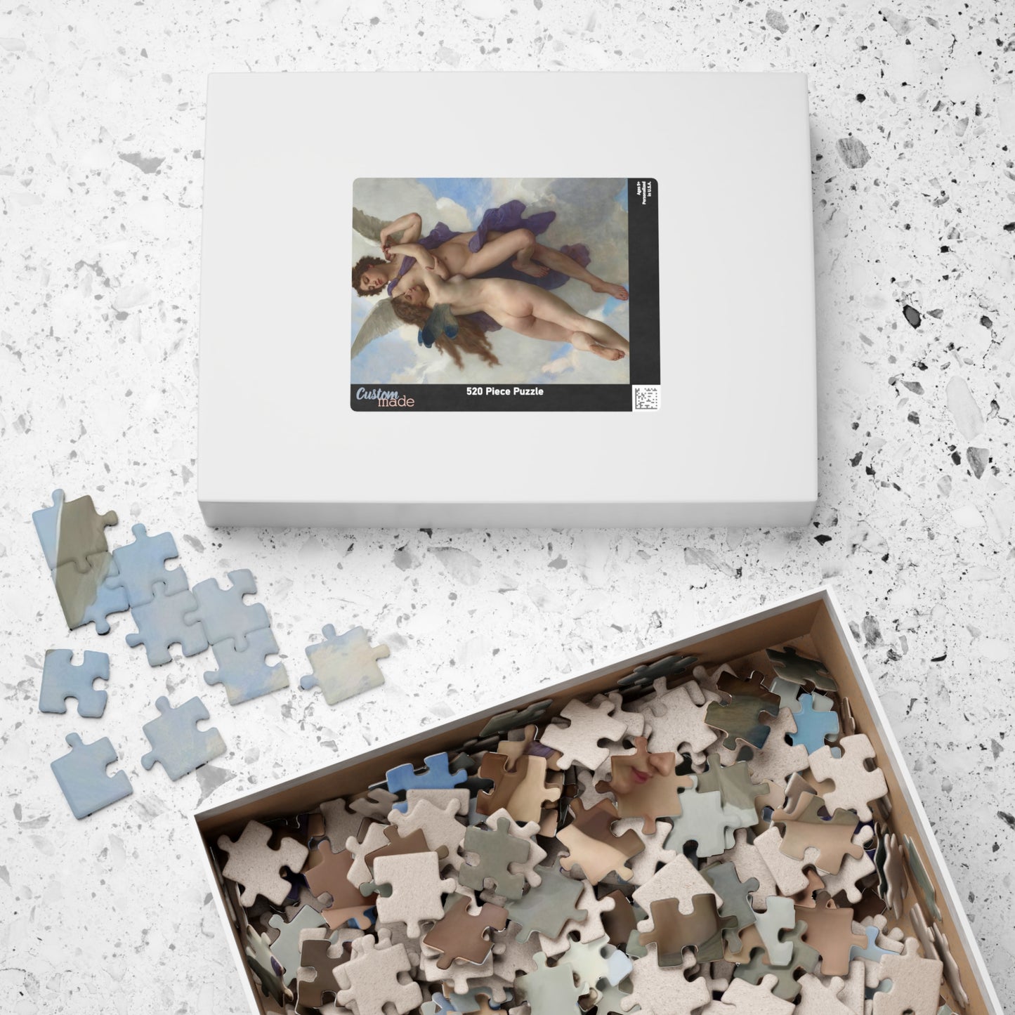 Cupid and Psyche as Children Puzzle | William-Adolphe Bouguereau - - 252 pcs (Vertical) -