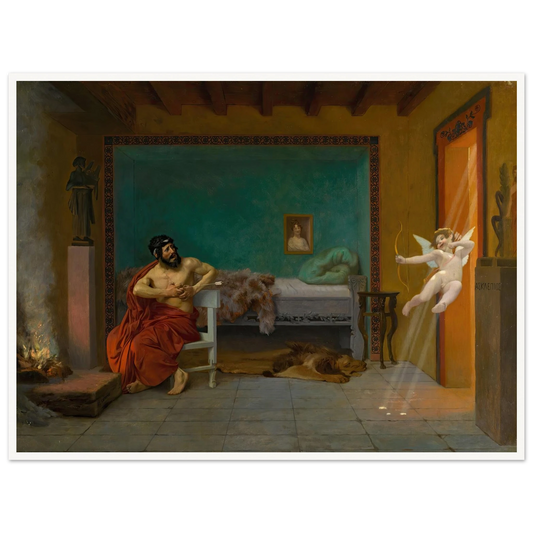 Cupid Runs out the Door Art Print | Jean Leon Gerome - Framed Poster - 30x40 cm / 12x16″ - Black frame