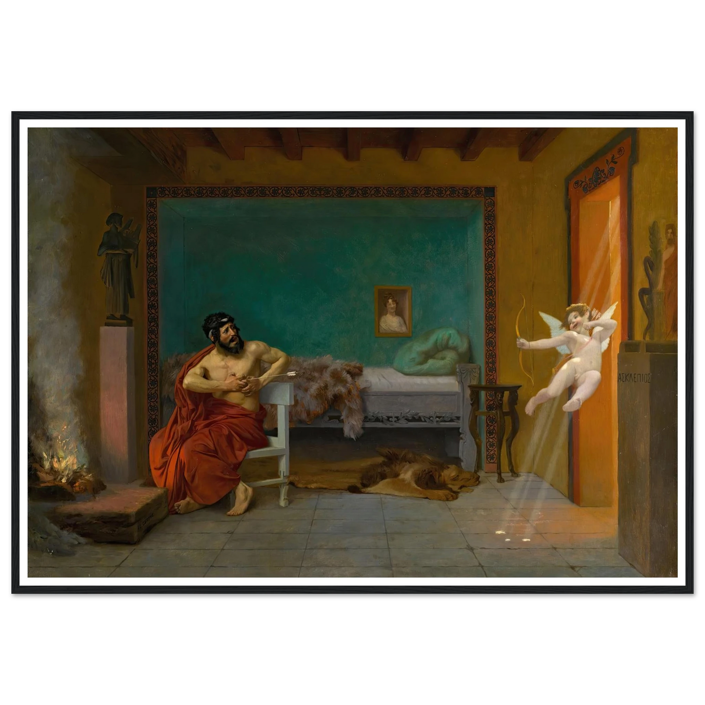 Cupid Runs out the Door Art Print | Jean Leon Gerome - Framed Poster - 30x40 cm / 12x16″ - Black frame