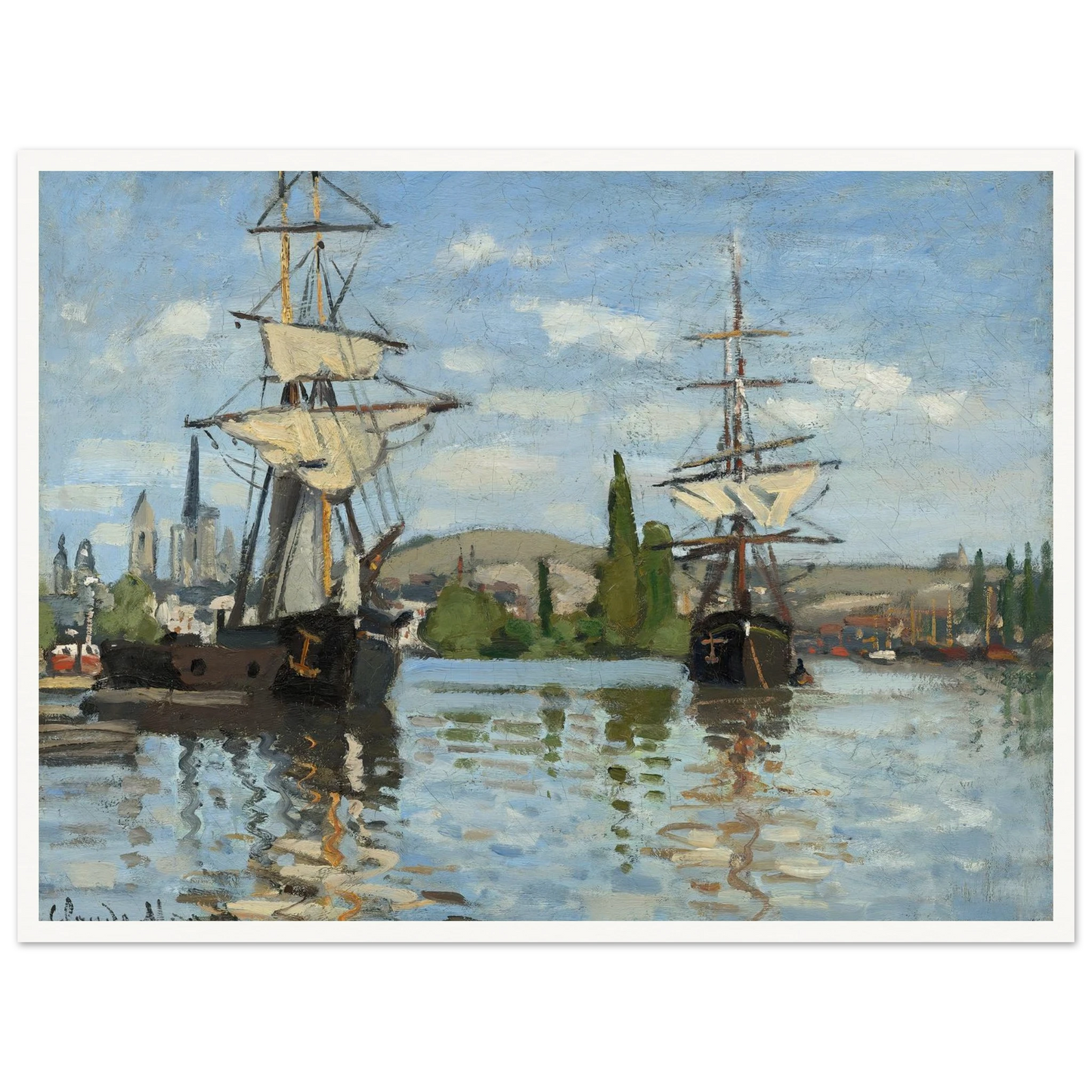 Ships Riding on the Seine at Rouen (1872-1873) Art Print | Claude Monet-Quipham Collections