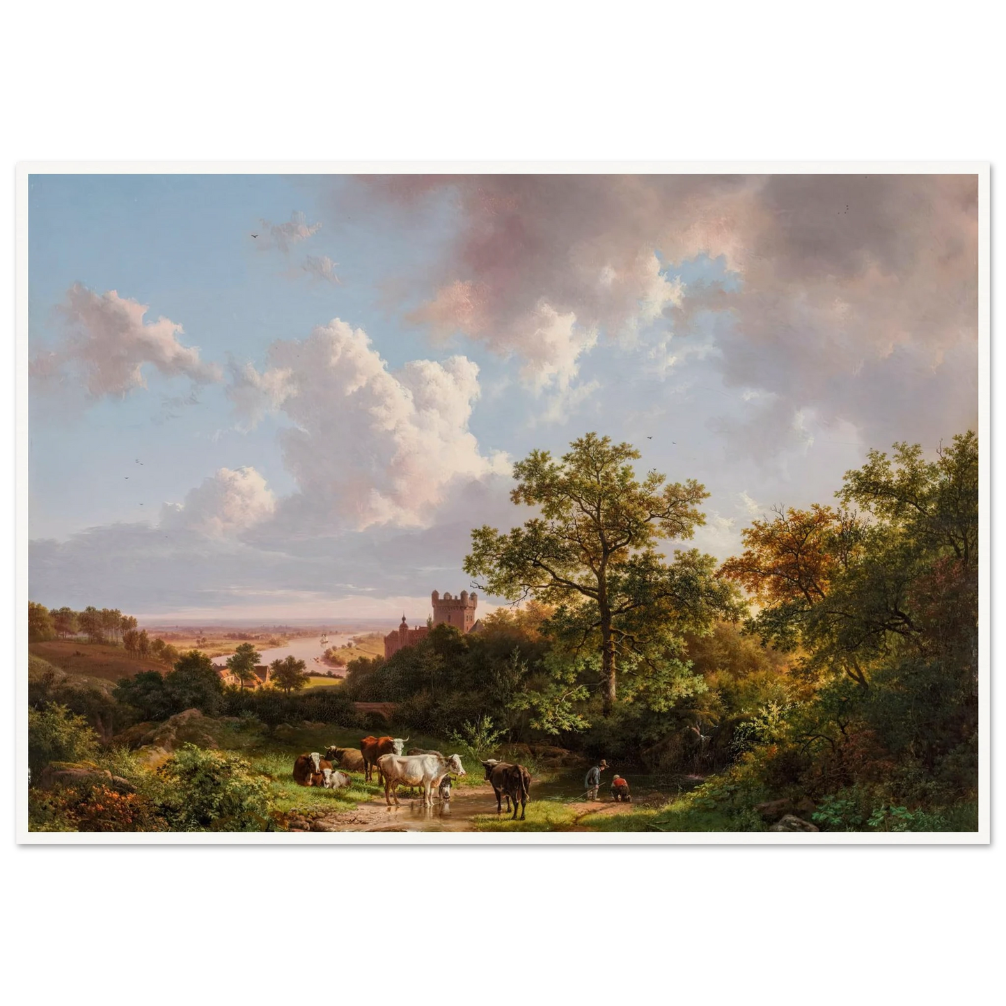 A panoramic landscape with a view on the Middle-Rhine with a castle (1841) Art Print | Barend Cornelis Koekkoek-Quipham Collections