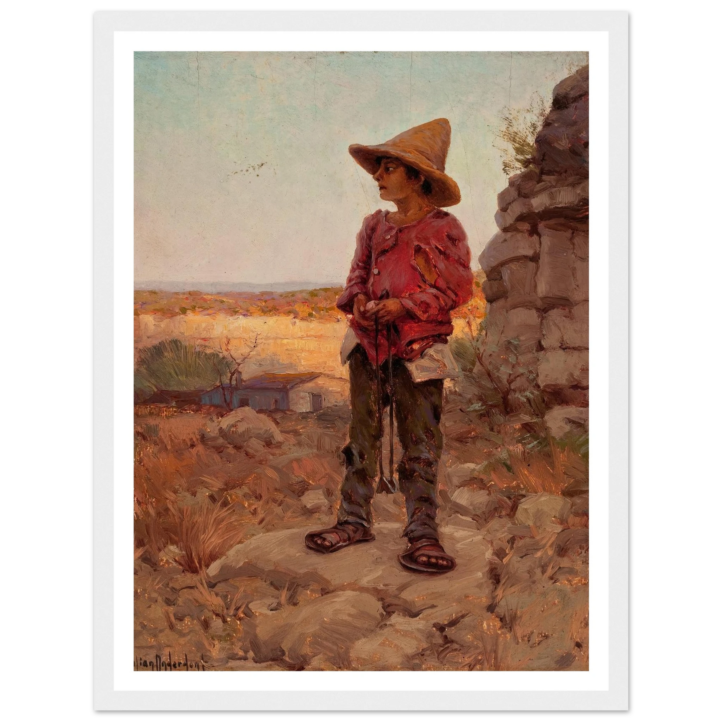 Goat Herder at the San Antonio Quarry (1909) Art Print | Julian Onderdonk-Quipham Collections
