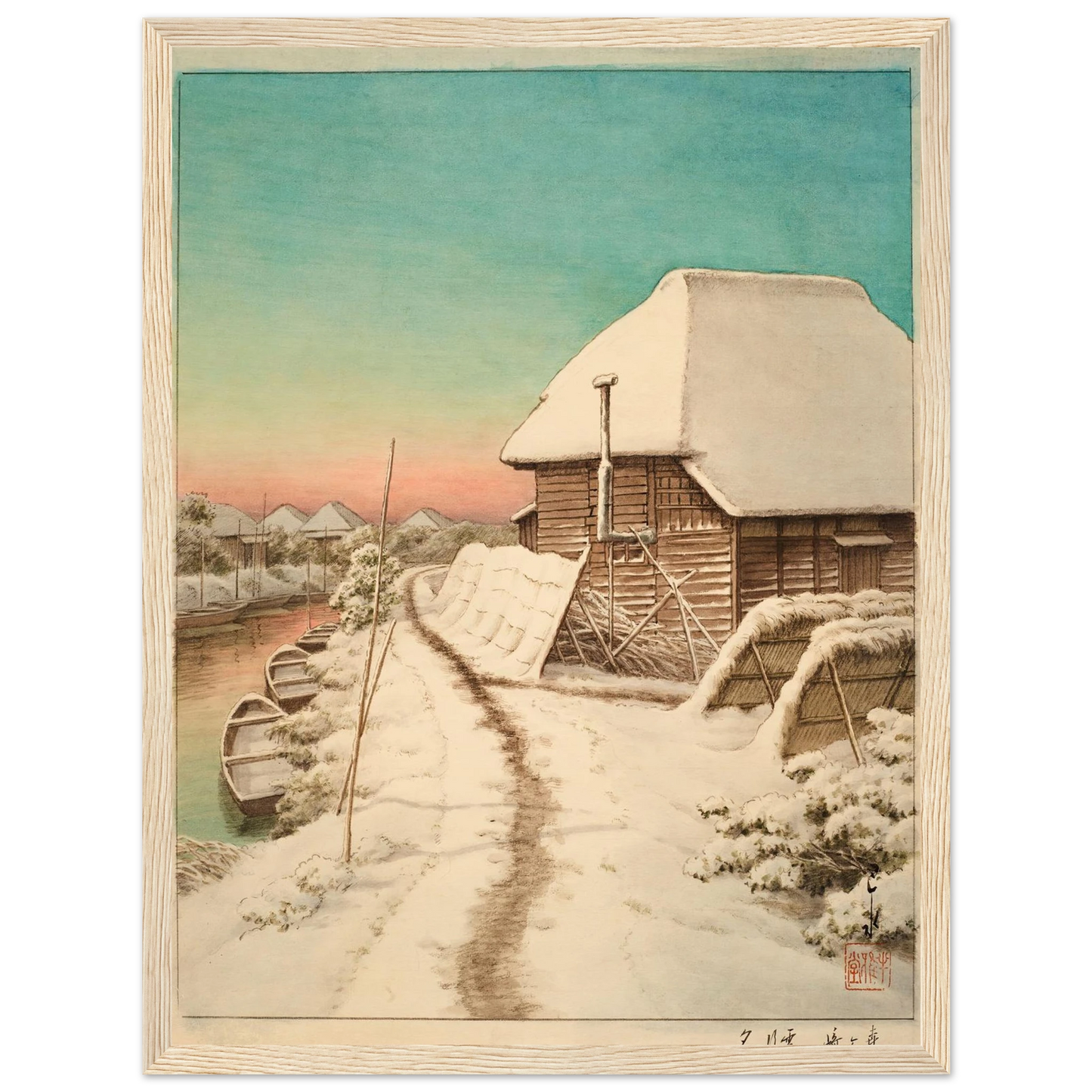 Morigasaki setsugo no yu (Evening after snow at Morigasaki) Art Print | Kawase Hasui-Quipham Collections