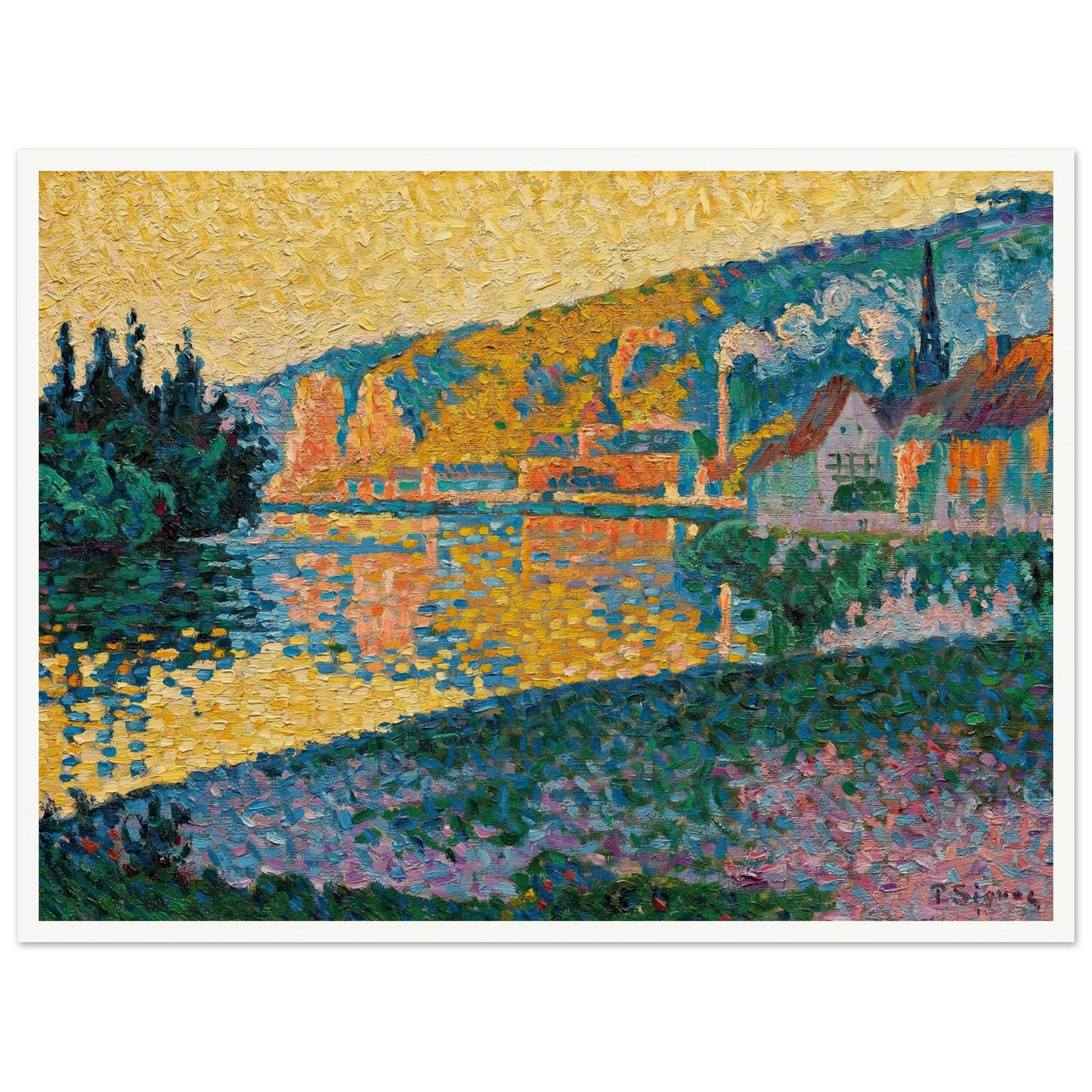 Les Andelys. Soleil couchant (1898) Art Print | Paul Signac-Quipham Collections