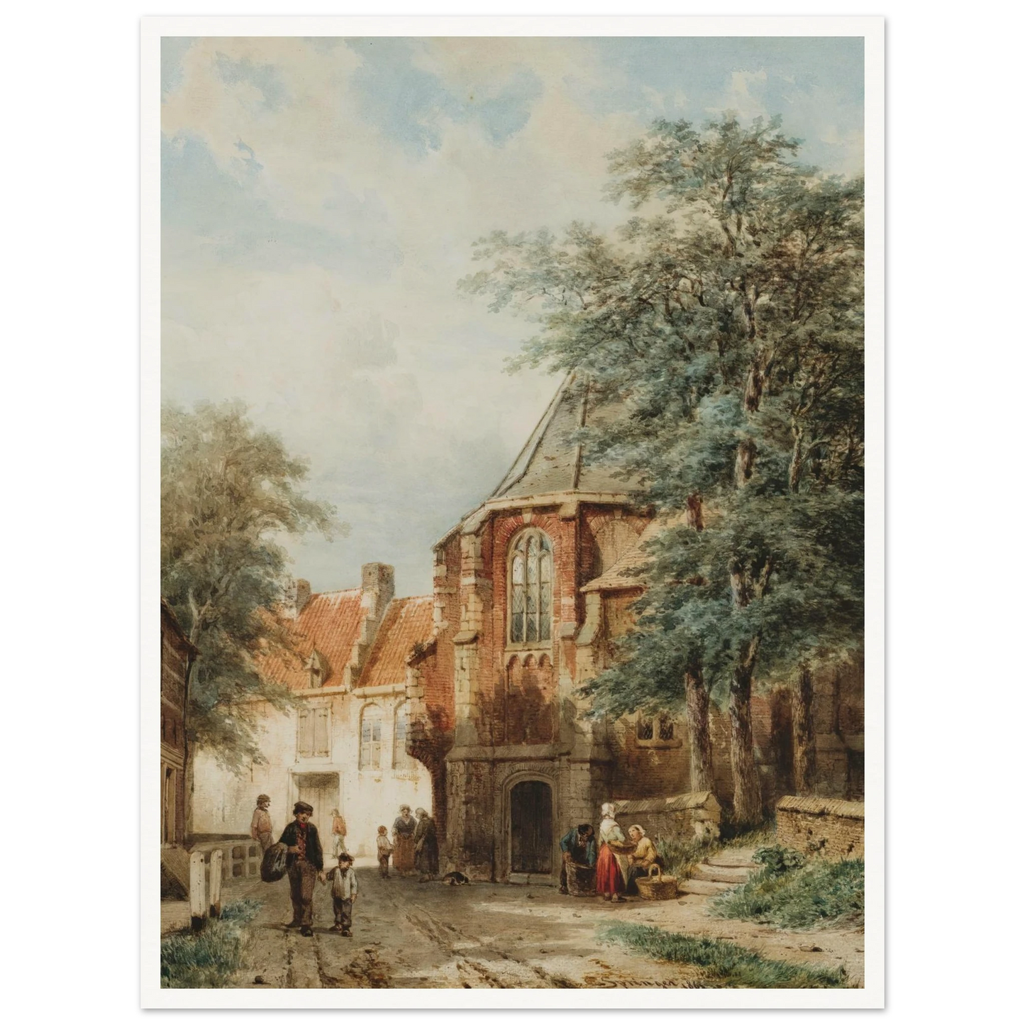 Figures In The Dorpsstraat, Asperen (1861) Art Print | Cornelis Springer-Quipham Collections