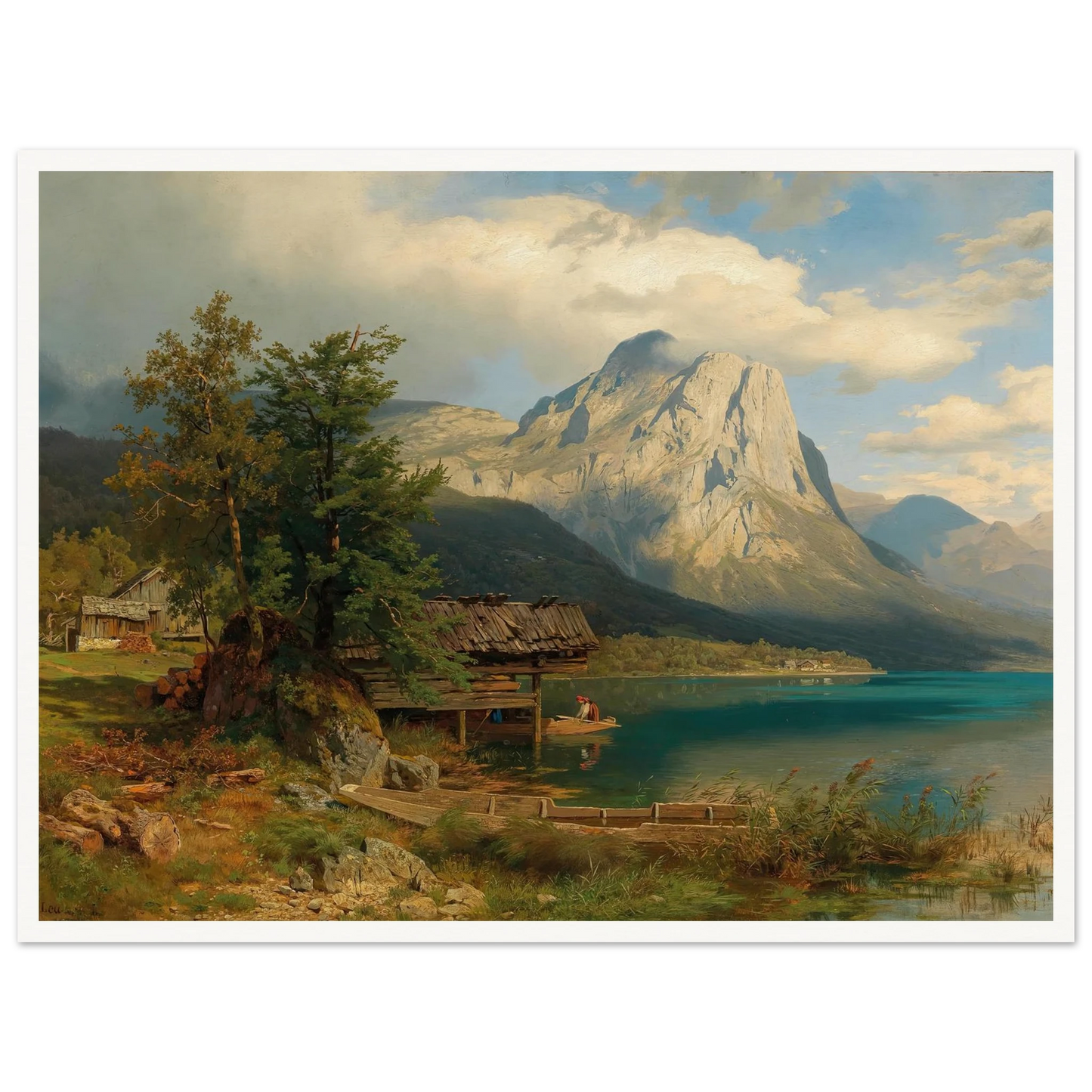 A View of Lake Grundlsee with Backenstein Art Print | August Wilhelm Leu-Quipham Collections