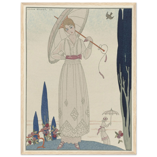 Le cyprès et la rose ; Robe d’été de Doeuillet (1914) Art Print | George Barbier-Quipham Collections