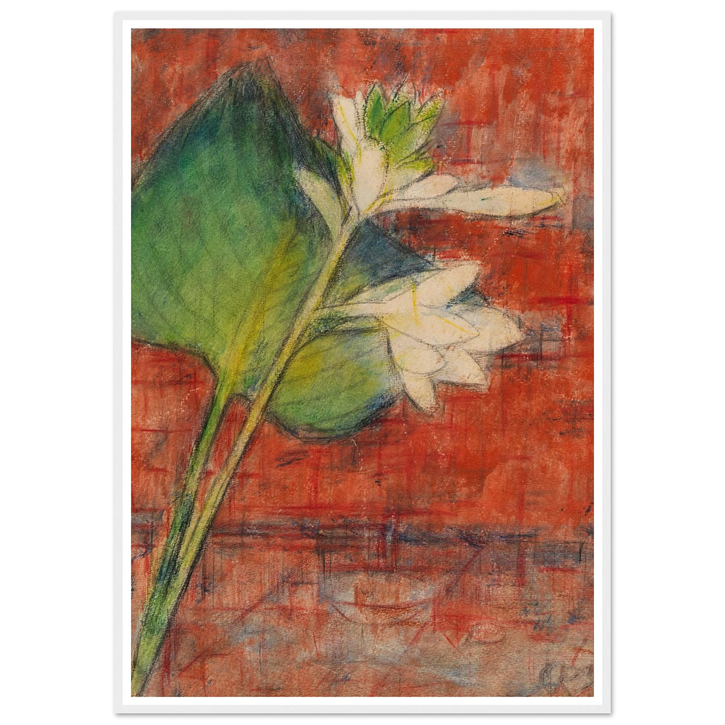 Herzblatttlilien auf rotem Grund (1934) Art Print | Christian Rohlfs-Quipham Collections