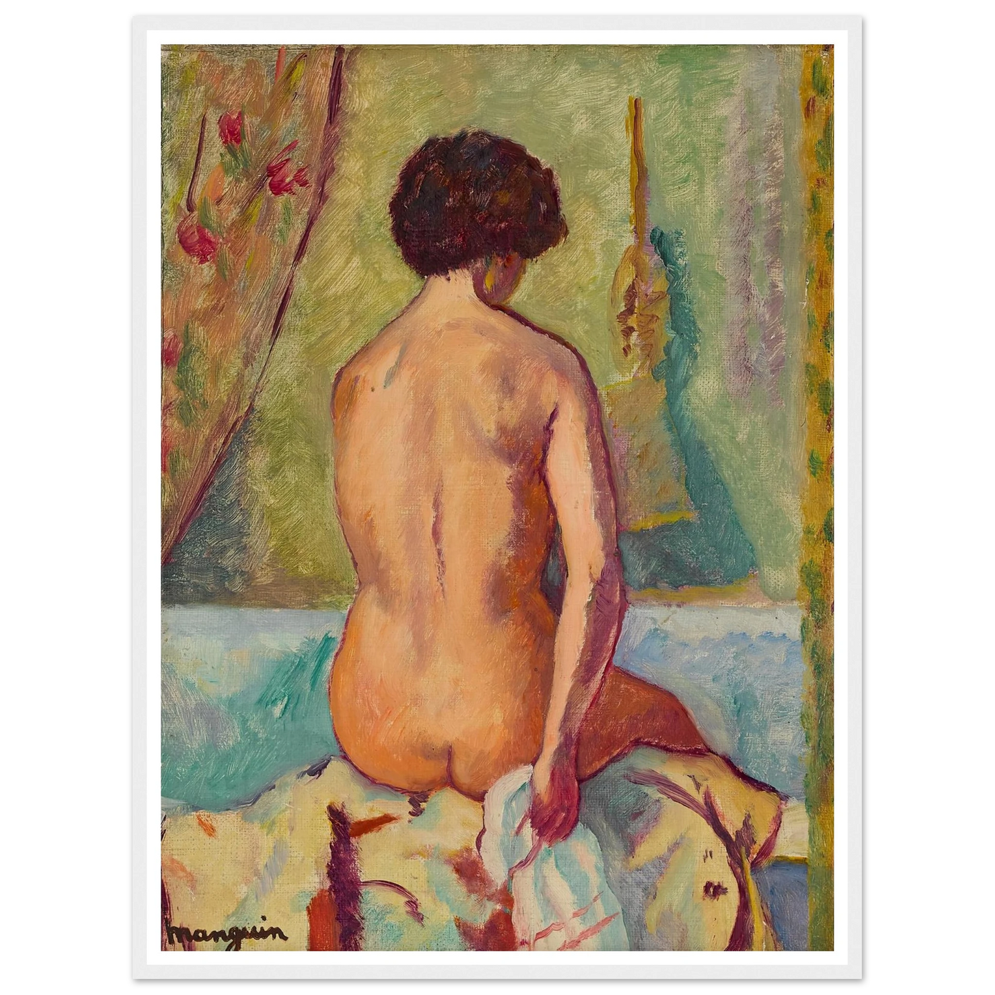 Nu assis de dos, line (1940) Art Print | Henri Manguin-Quipham Collections