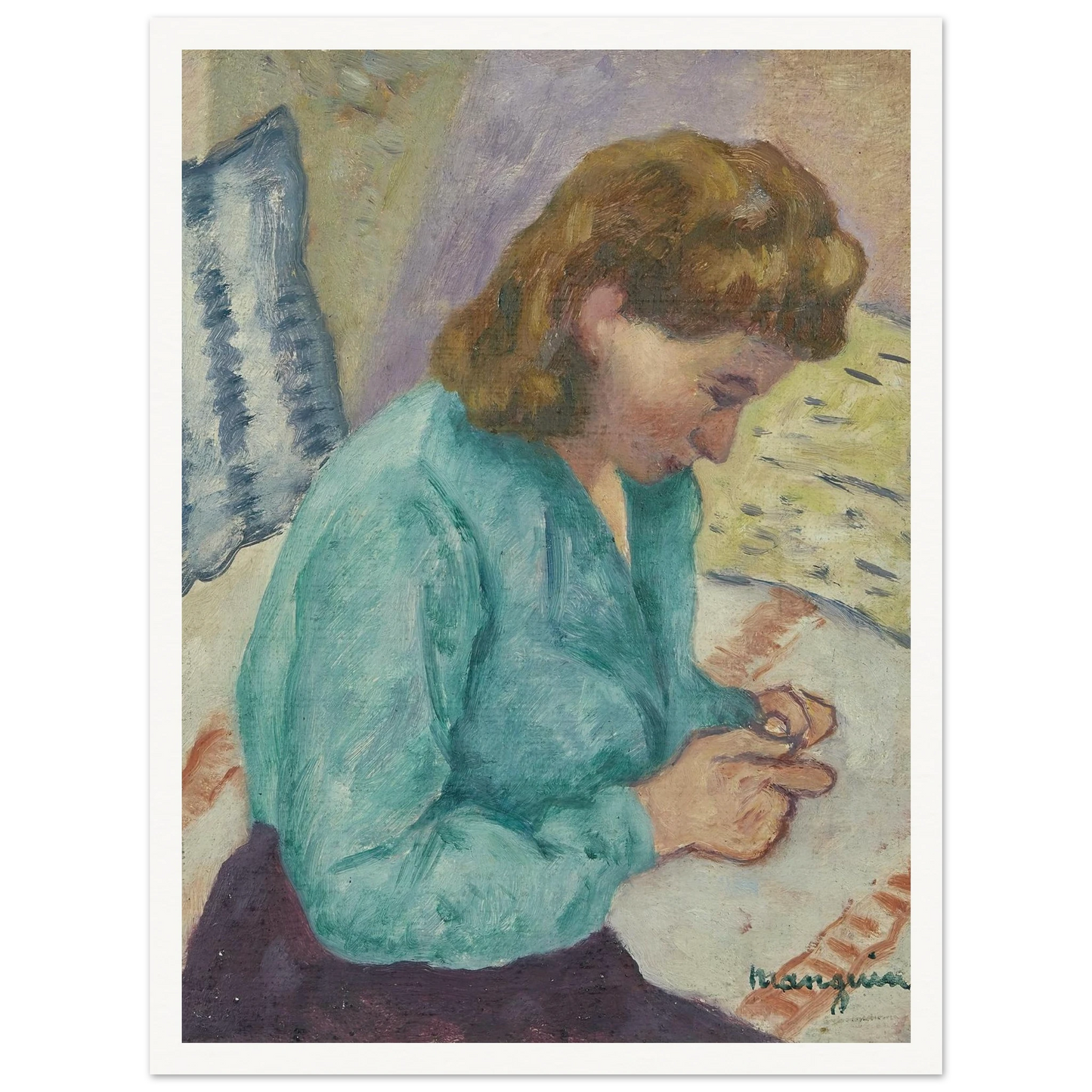 Geneviève Sauty de profil (1946) Art Print | Henri Manguin-Quipham Collections