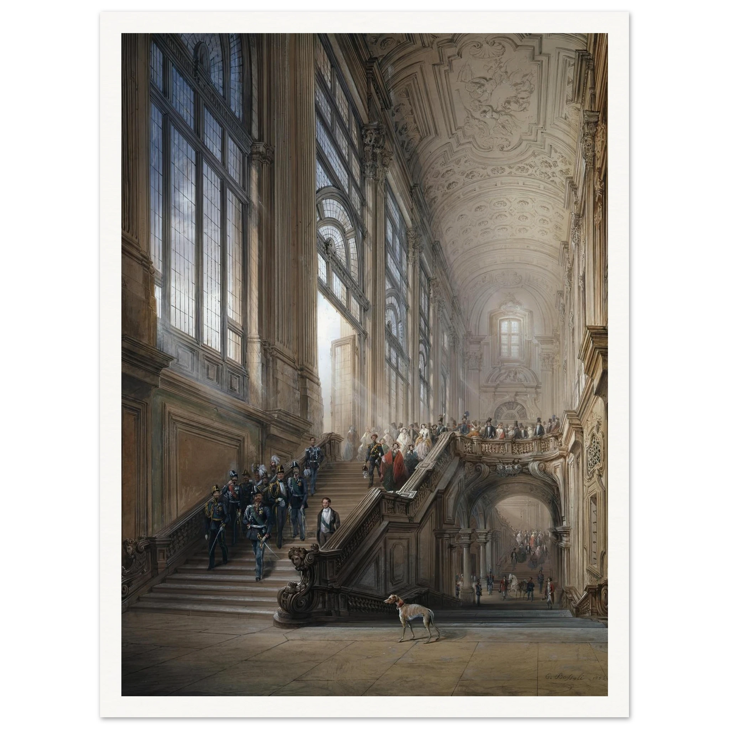 King Victor Emanuel II and Camillo Cavour at the opening of the’ Senato Subalpino’ (1853) Art Print | Carlo Bossoli-Quipham Collections