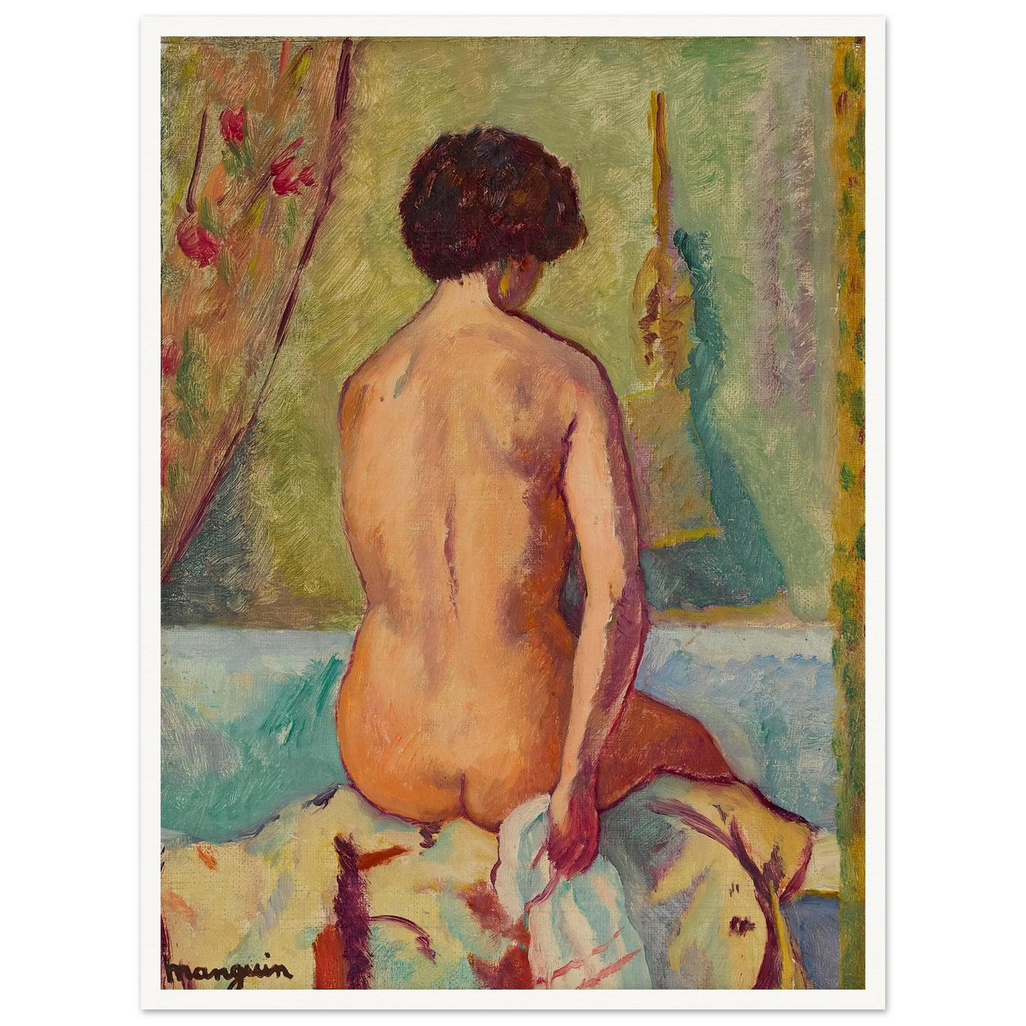 Nu assis de dos, line (1940) Art Print | Henri Manguin-Quipham Collections