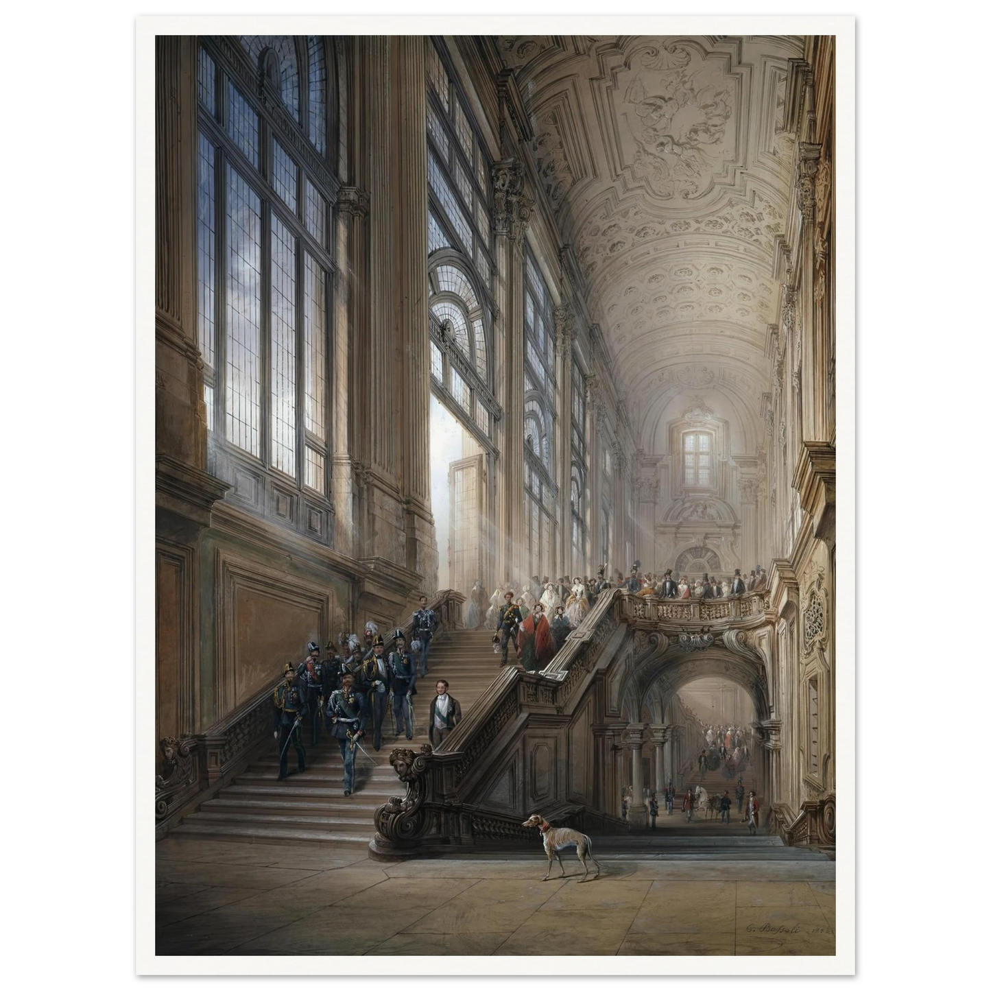 King Victor Emanuel II and Camillo Cavour at the opening of the’ Senato Subalpino’ (1853) Art Print | Carlo Bossoli-Quipham Collections