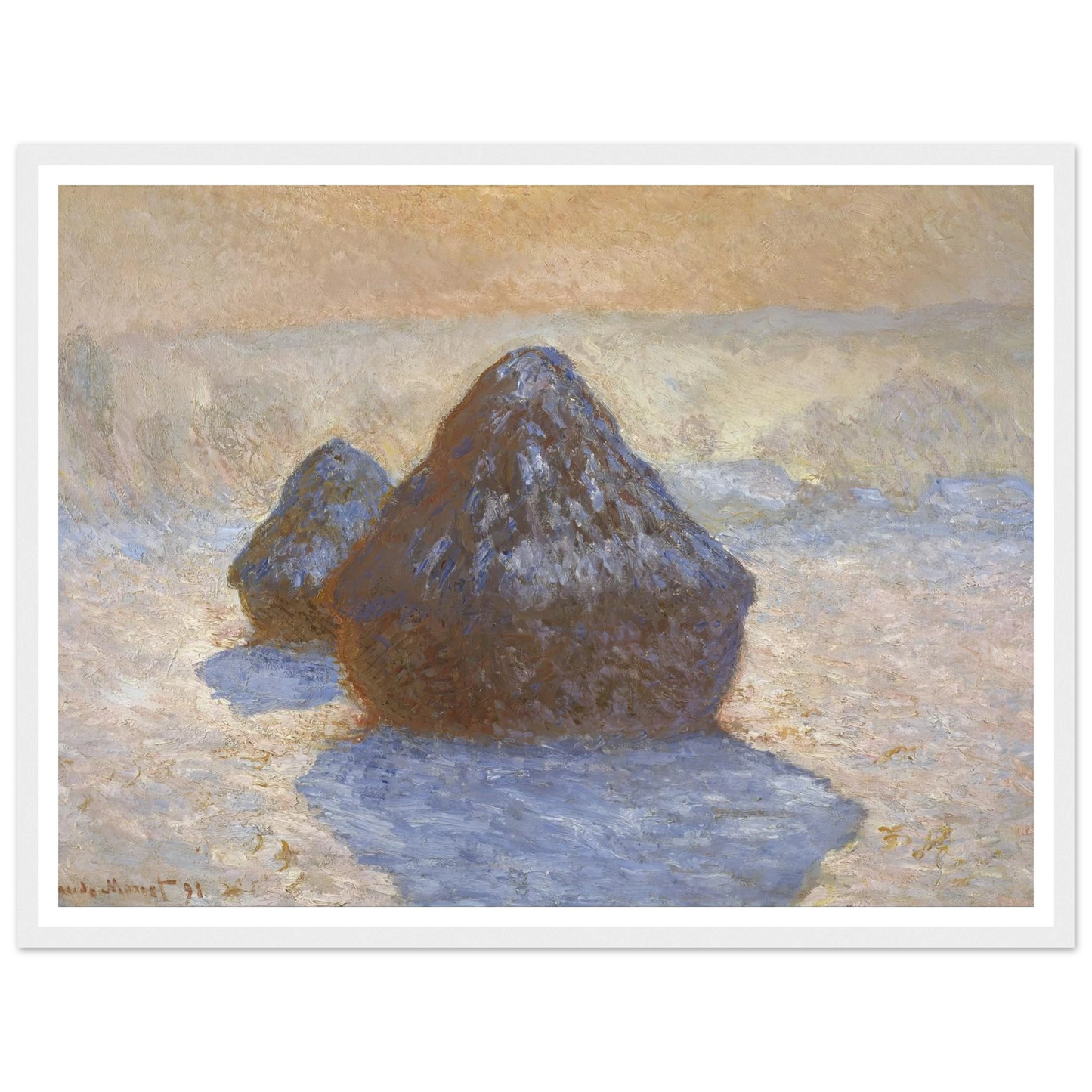 Haystacks- Snow Effect (1891) Art Print | Claude Monet-Quipham Collections