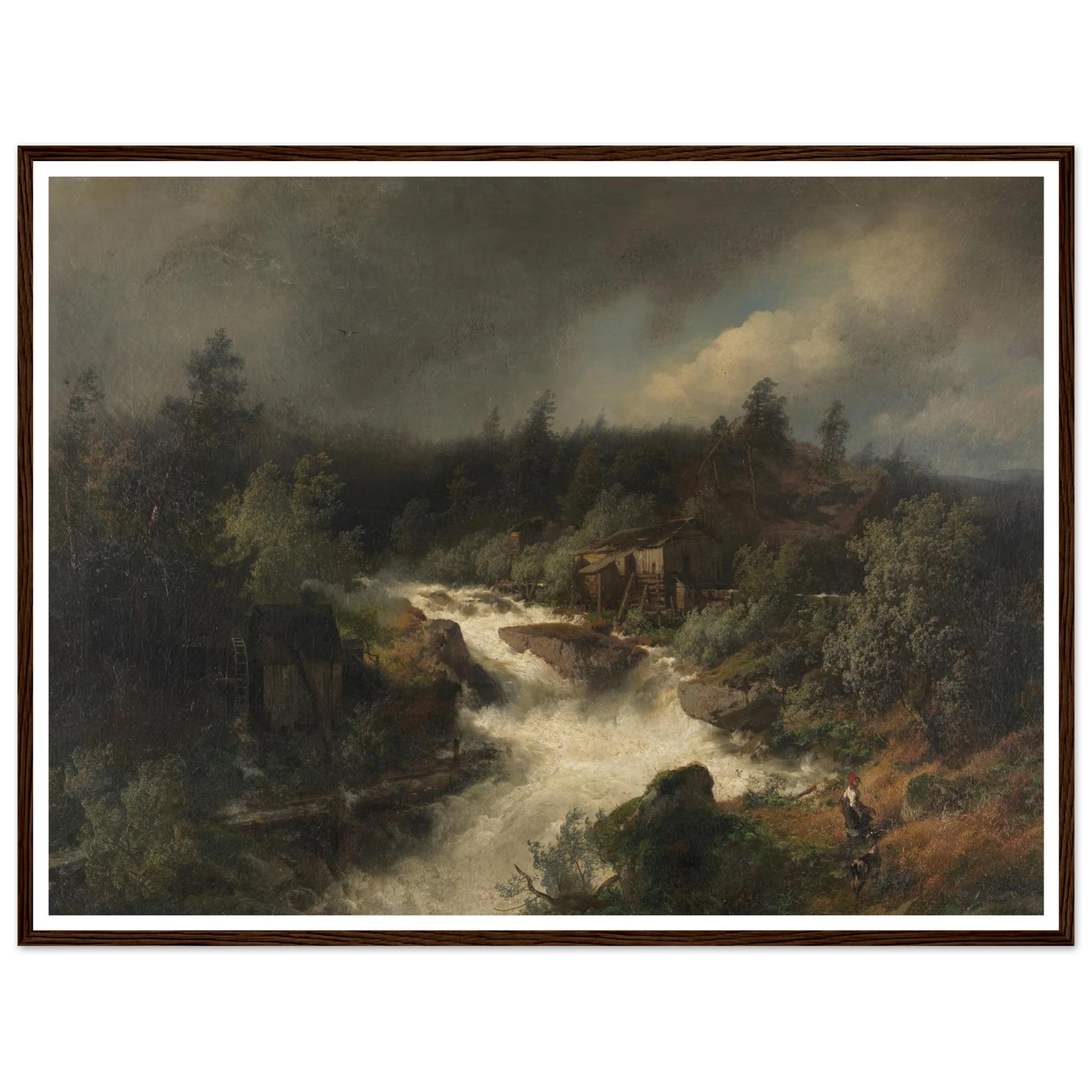 Wassermühle am tosenden Gebirgsbach (1870) Art Print | Hermann Ottomar Herzog-Quipham Collections