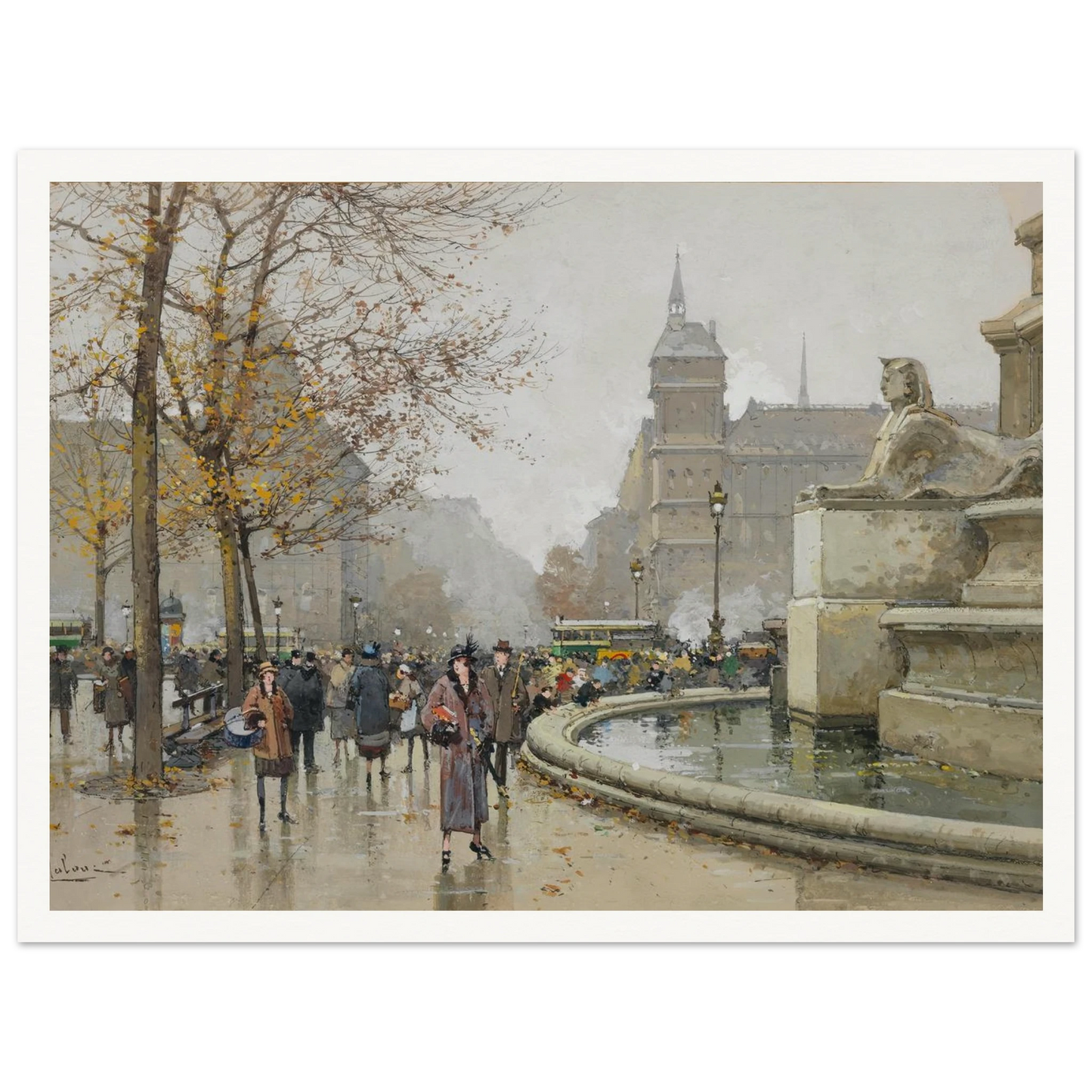 La fontaine du Palmier, place du Châtelet Art Print | Eugene Galien Laloue-Quipham Collections