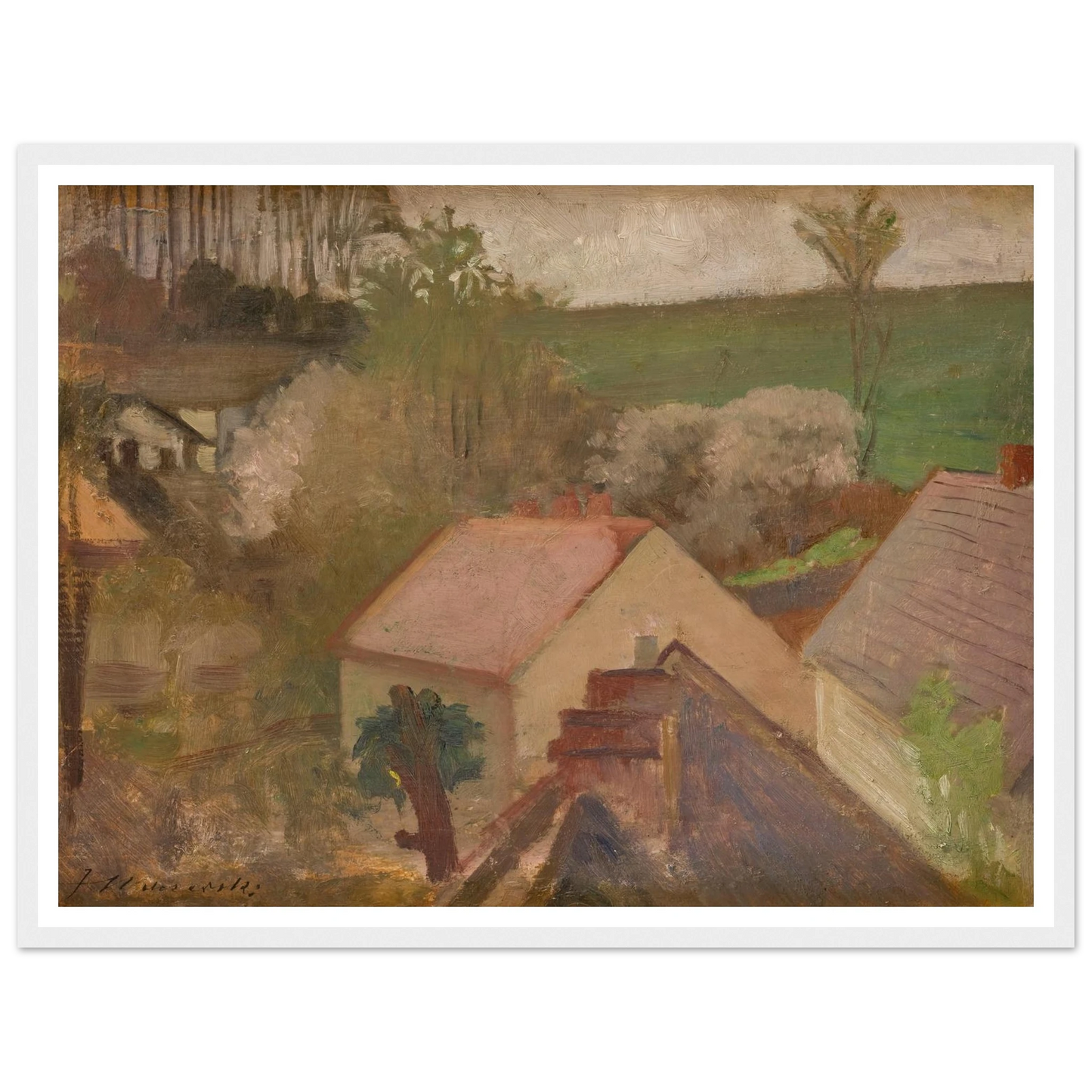 Countryside Landscape with Houses (1904-1908) Art Print | Jacek Malczewski-Quipham Collections