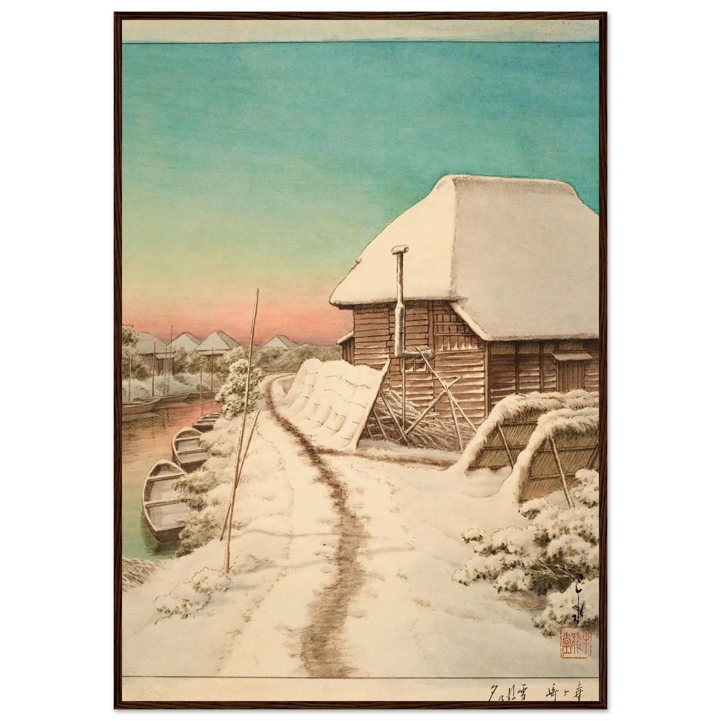 Morigasaki setsugo no yu (Evening after snow at Morigasaki) Art Print | Kawase Hasui-Quipham Collections