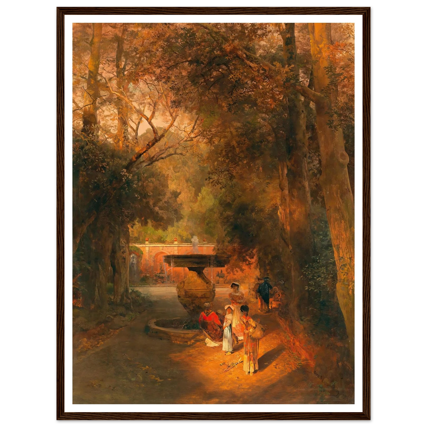 In the park by the fountain of Villa Torlonia in Frascati, near Rome Art Print | Oswald Achenbach-Quipham Collections