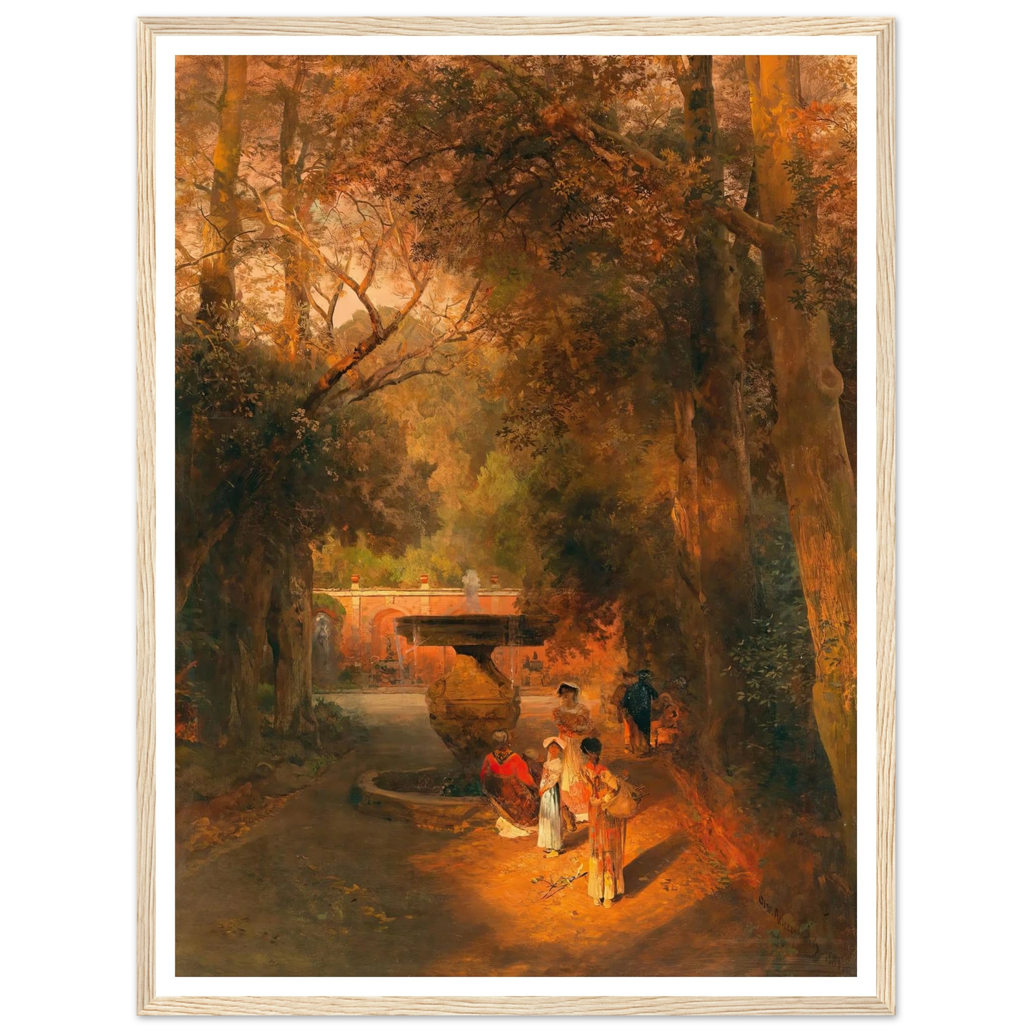 In the park by the fountain of Villa Torlonia in Frascati, near Rome Art Print | Oswald Achenbach-Quipham Collections
